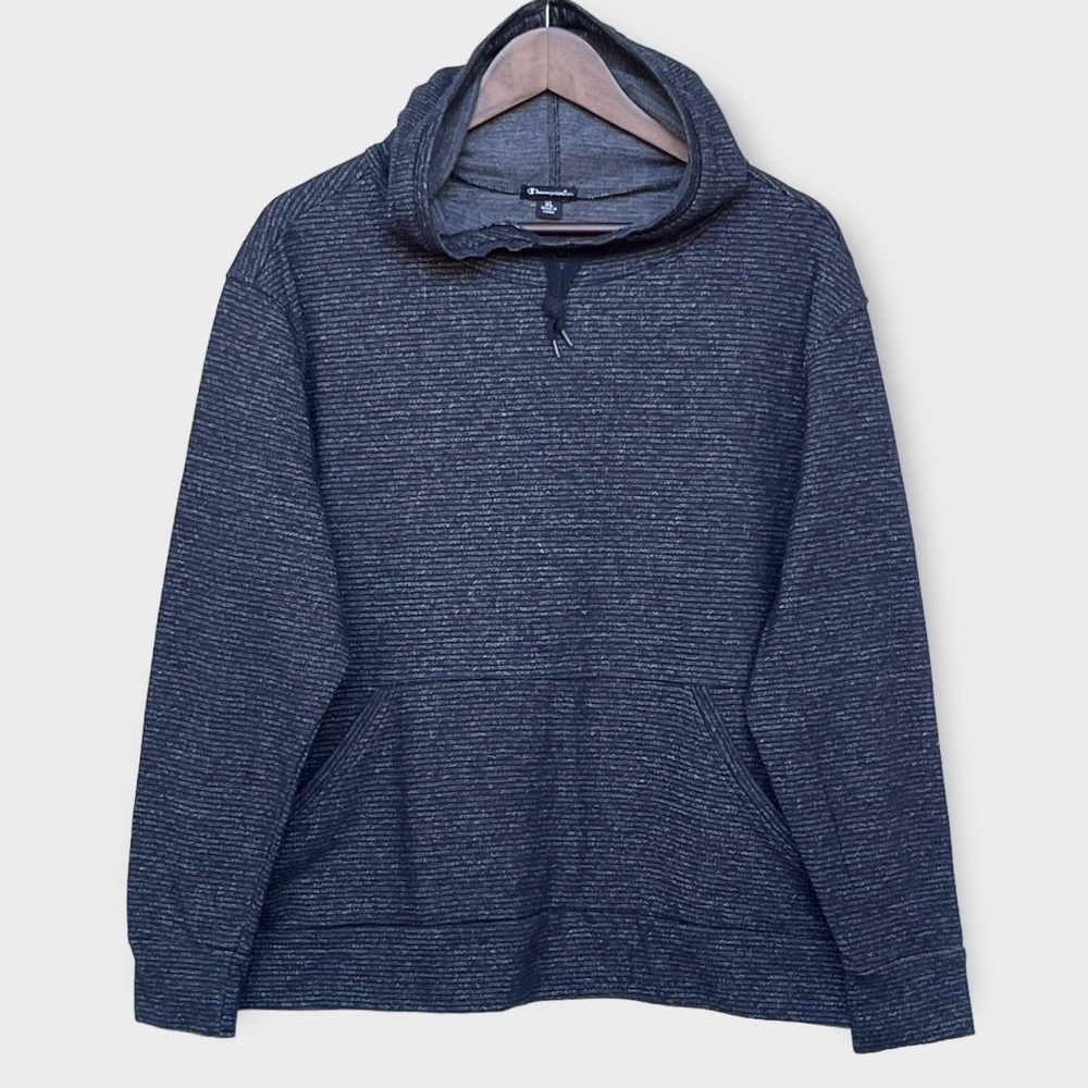 Champion Elite Womens XL Gray Striped Pullover Hoodie Kangaroo Pocket 1167194